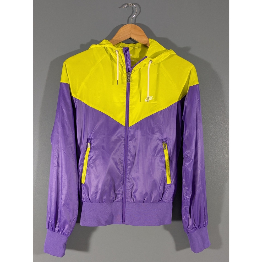 Nike neon yellow and purple bomber wind breaker jacket colorblock Size Small